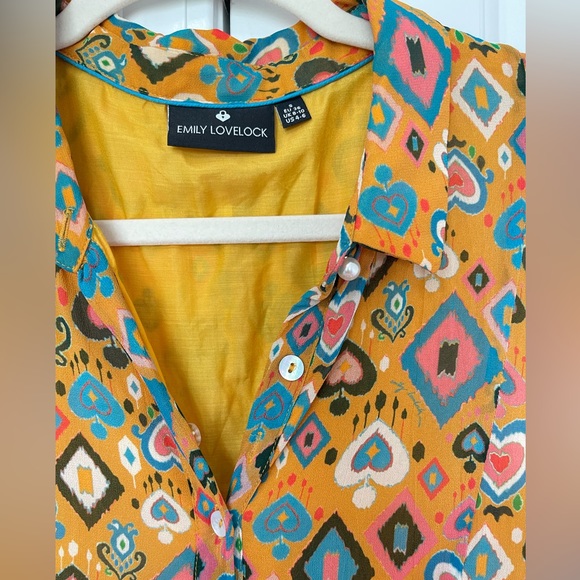 Emily Lovelock • Shirt Dress • 70s Retro Ikat • Maximalist Art Funky Preppy Fun - Picture 5 of 15